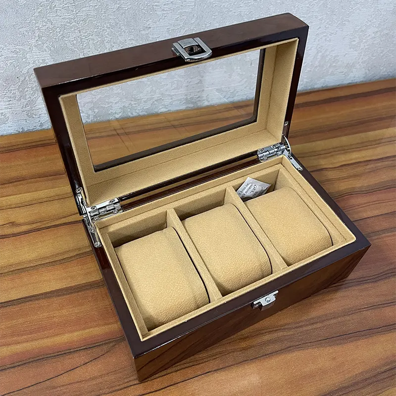 3 Slot Wooden Coffee Watch Organizer Box and Gift Case